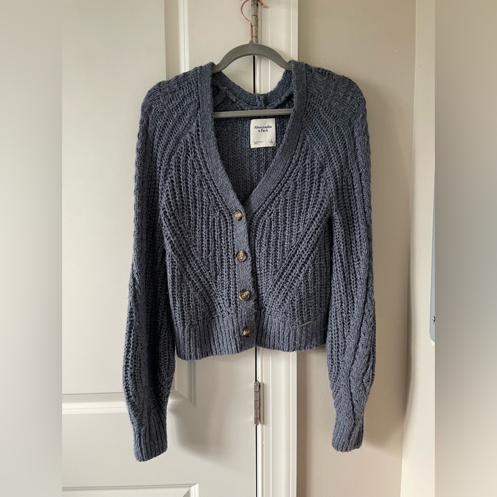 Abercrombie Fitch Blue Cardigan with balloon sleeves